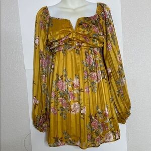 Forever 21 Yellow Tiered Babydoll Dress